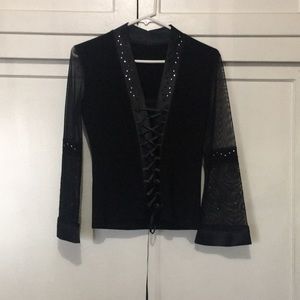 Black lace up blouse